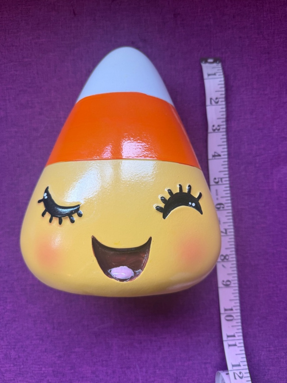 Cute Candy Corn Face Holiday Decor - White, Orange, Yellow - Picture 2 of 4